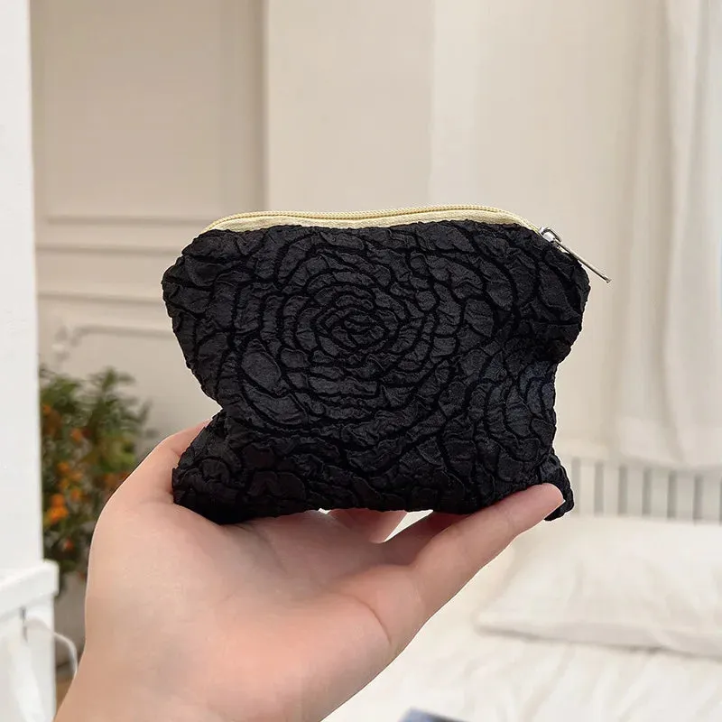 Mini Zipper Coin Purse for Women Cute Floral Clutch Purse Lipstick Bag Key Wallet Travel Makeup Cotton Storage Bag Pouch
