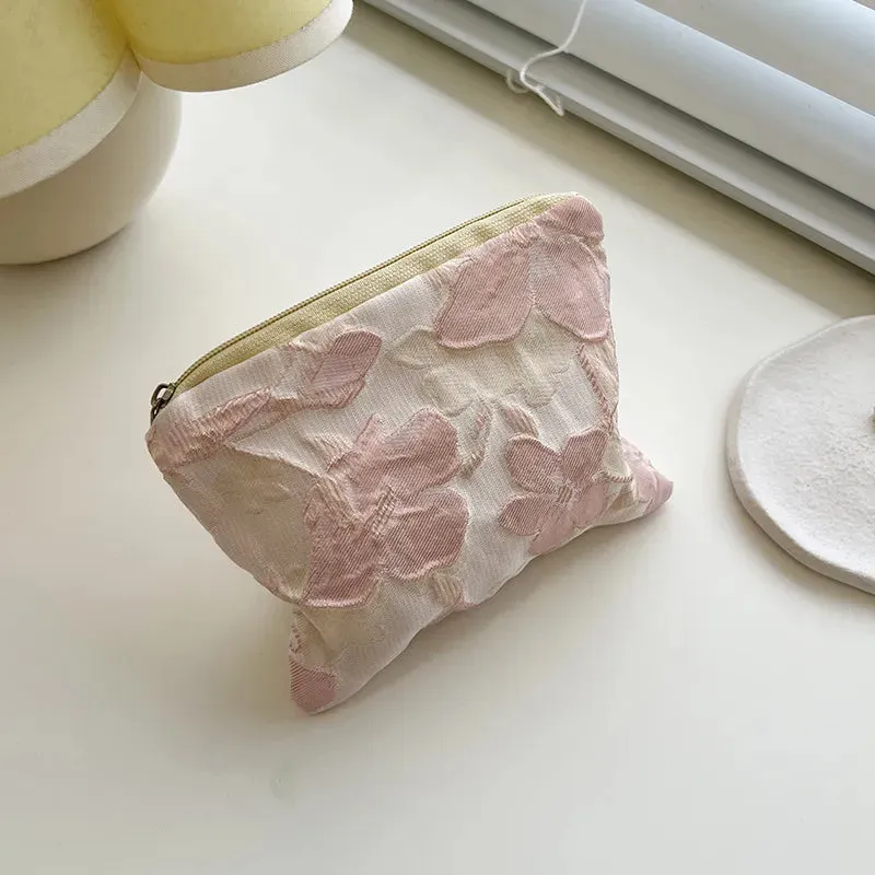 Mini Zipper Coin Purse for Women Cute Floral Clutch Purse Lipstick Bag Key Wallet Travel Makeup Cotton Storage Bag Pouch