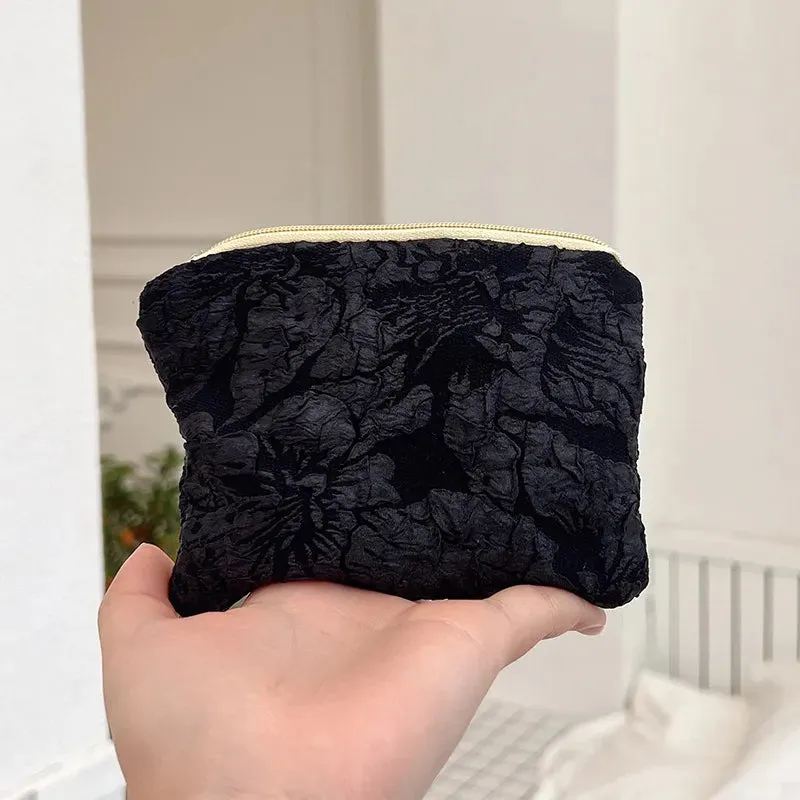 Mini Zipper Coin Purse for Women Cute Floral Clutch Purse Lipstick Bag Key Wallet Travel Makeup Cotton Storage Bag Pouch