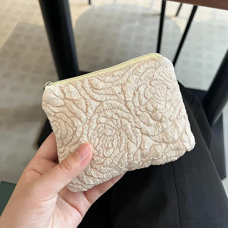 Mini Zipper Coin Purse for Women Cute Floral Clutch Purse Lipstick Bag Key Wallet Travel Makeup Cotton Storage Bag Pouch