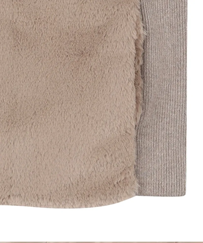 Monday Flow Goose Down Cashmere Fur Vest - Beige