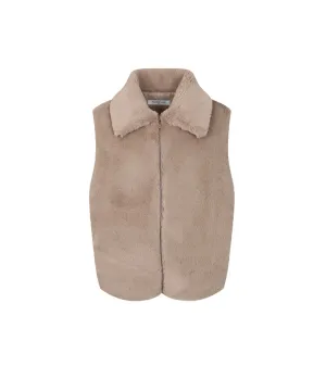 Monday Flow Goose Down Cashmere Fur Vest - Beige