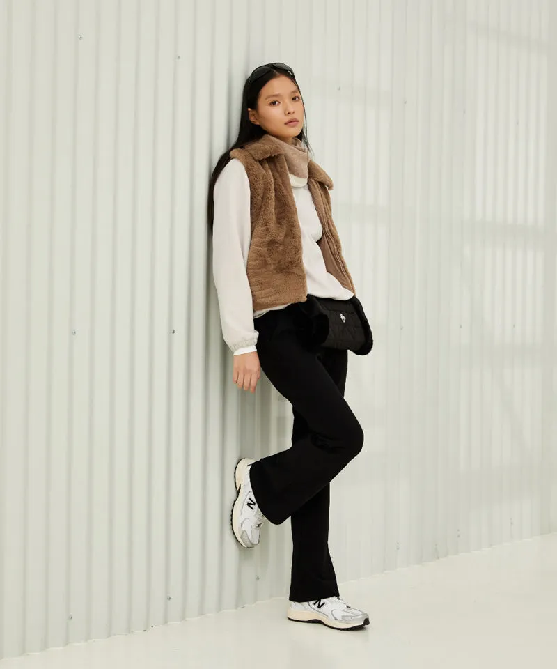 Monday Flow Goose Down Cashmere Fur Vest - Beige