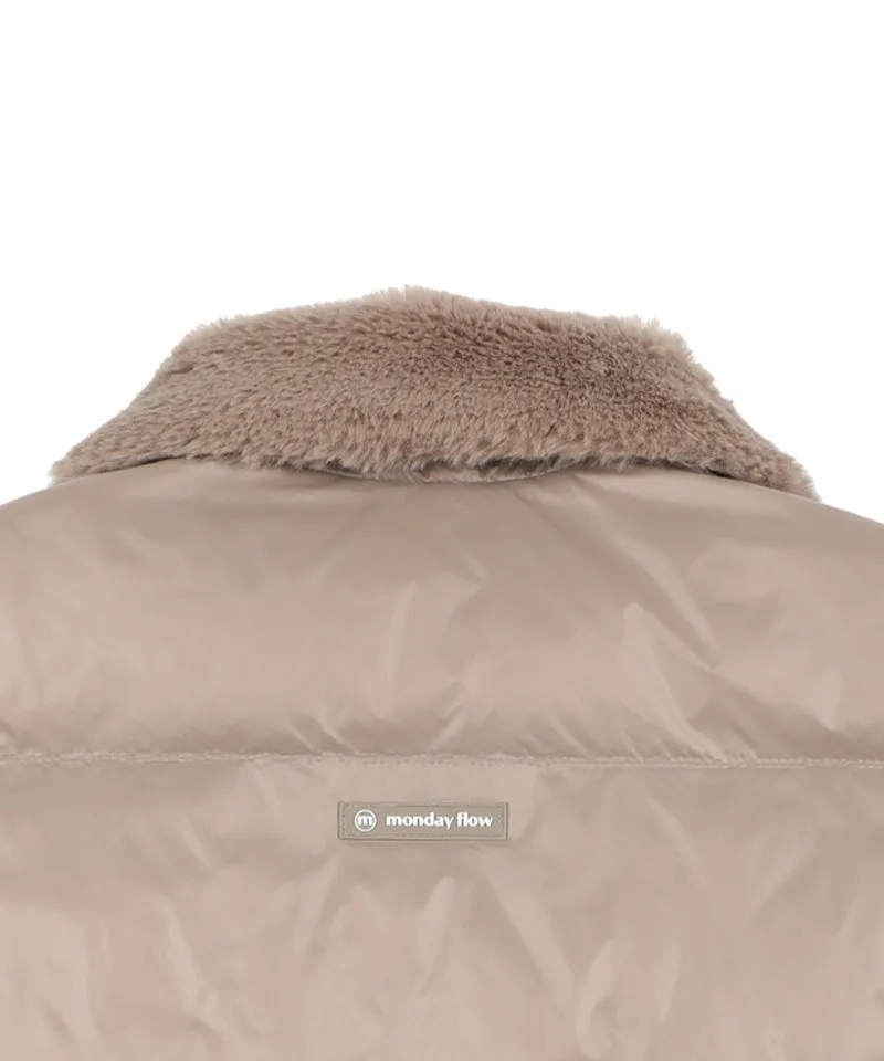 Monday Flow Goose Down Cashmere Fur Vest - Beige