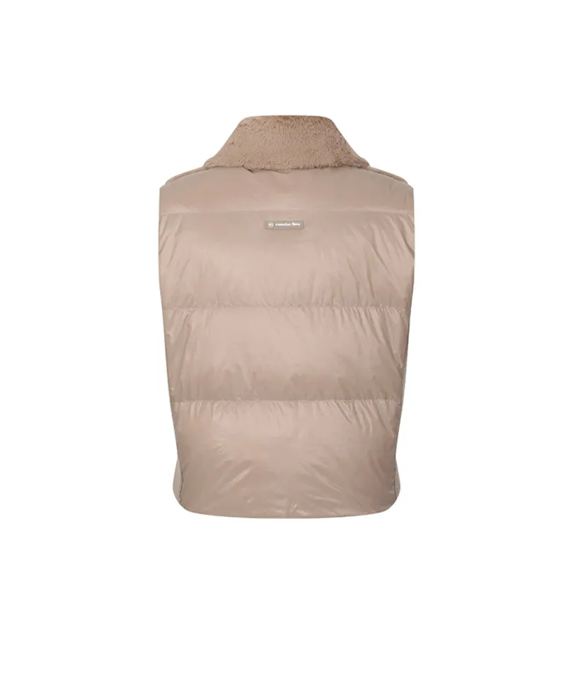 Monday Flow Goose Down Cashmere Fur Vest - Beige