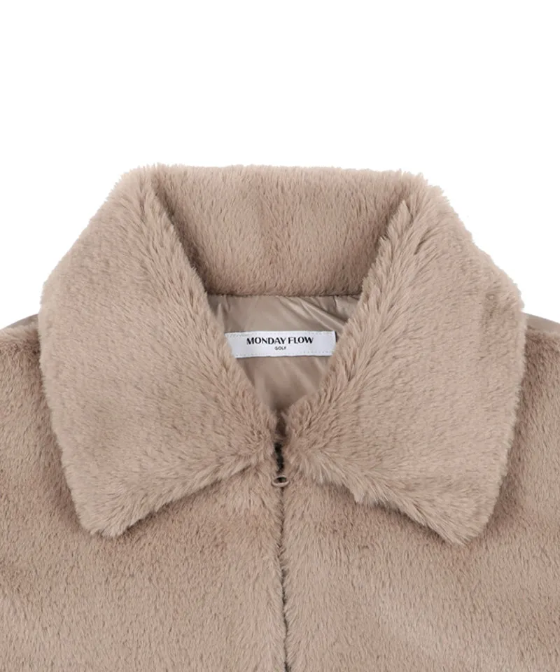 Monday Flow Goose Down Cashmere Fur Vest - Beige