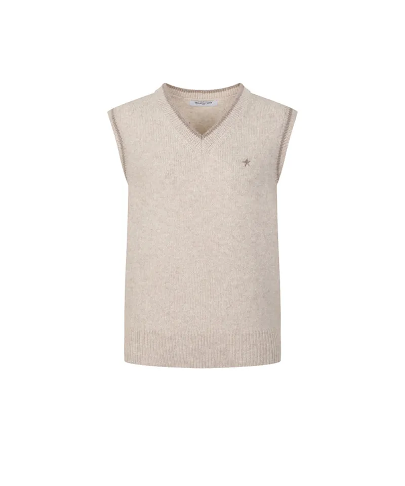 Monday Flow Logo Warm Knit Vest - Beige