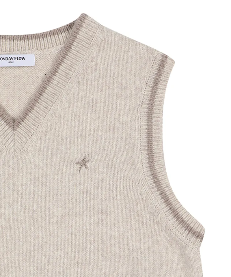 Monday Flow Logo Warm Knit Vest - Beige