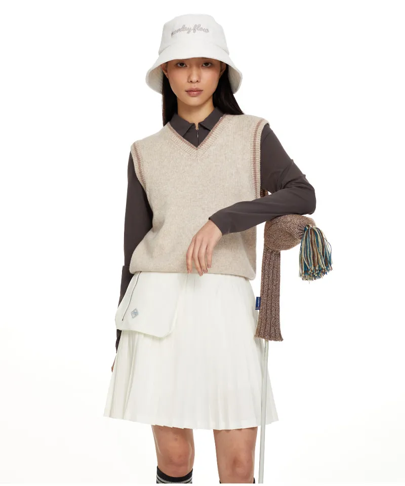 Monday Flow Logo Warm Knit Vest - Beige