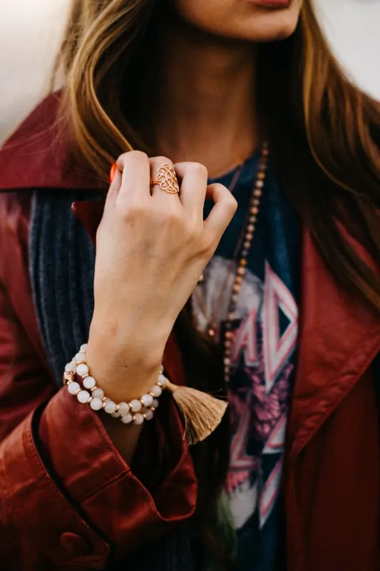 Moonstone Feminine Balance Wrist Mala Tassel Bracelet