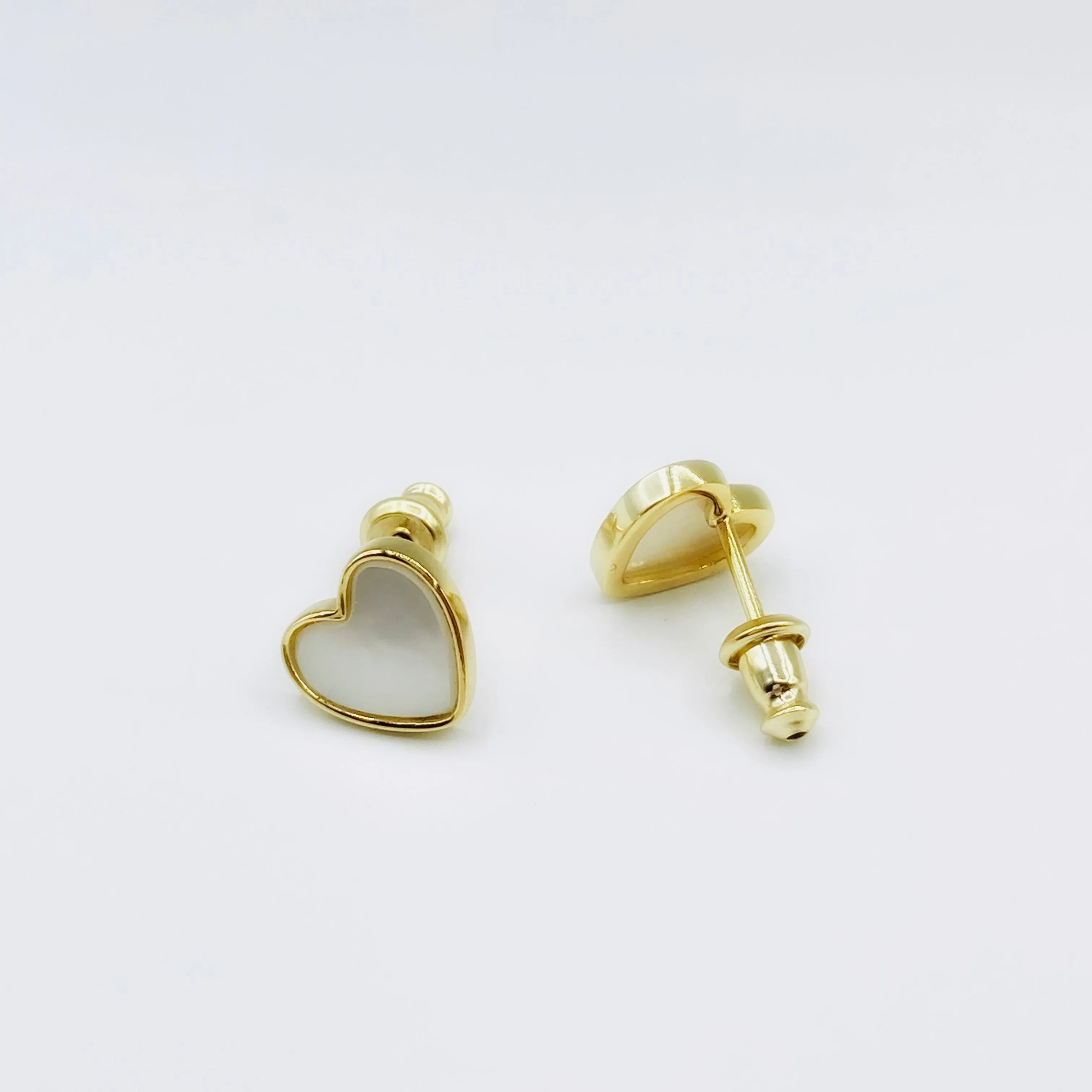 Mother of Pearl Heart Studs - Gold or Silver