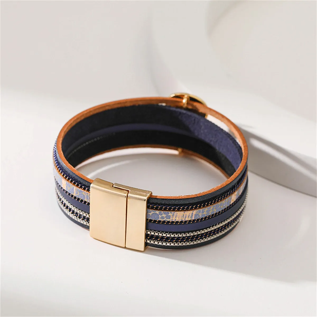 Navy Polystyrene & 18K Gold-Plated Pea Layered Bracelet