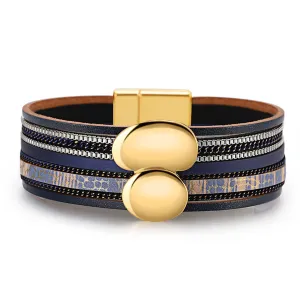 Navy Polystyrene & 18K Gold-Plated Pea Layered Bracelet