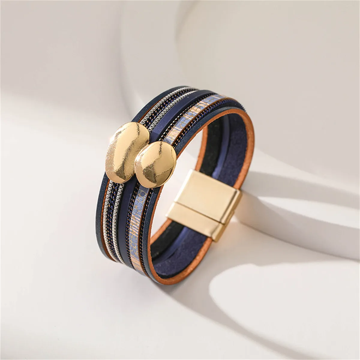 Navy Polystyrene & 18K Gold-Plated Pea Layered Bracelet