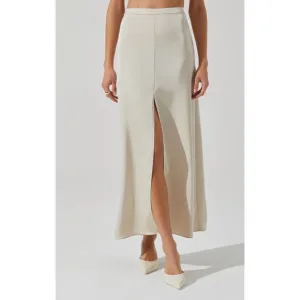 NEW ASTR vitella satin midi skirt in ecru