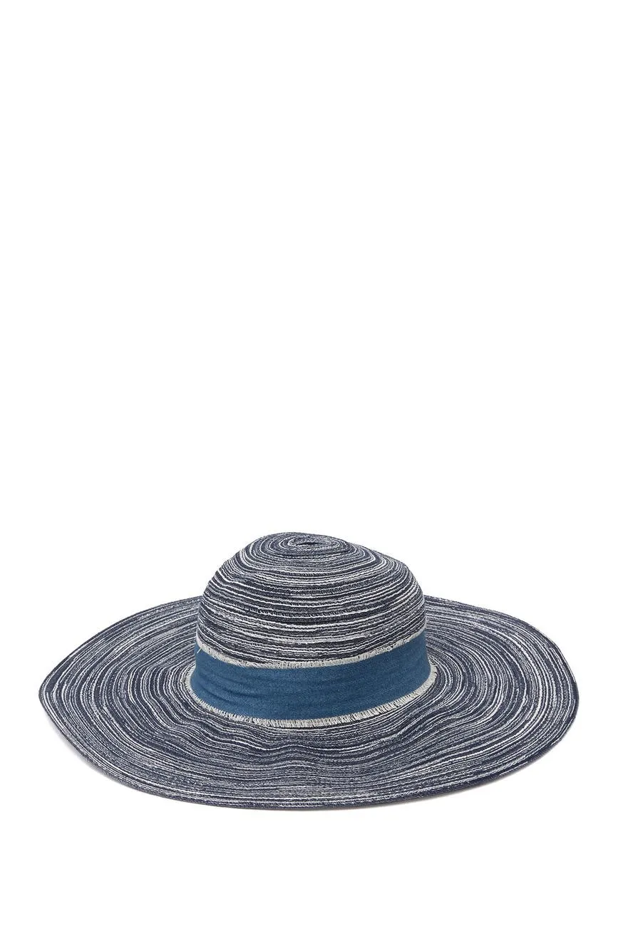 New Nordstrom Women's 14th & Union Patterned Wide Brim Panama Hat! Blue, One Size!