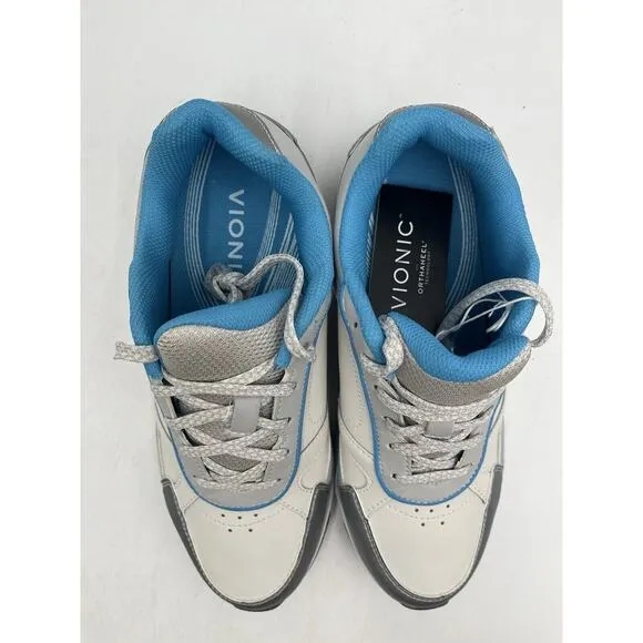 NEW Vionic ZEN Women's Athletic Sneaker White Blue US Size 7 WIDE NIB