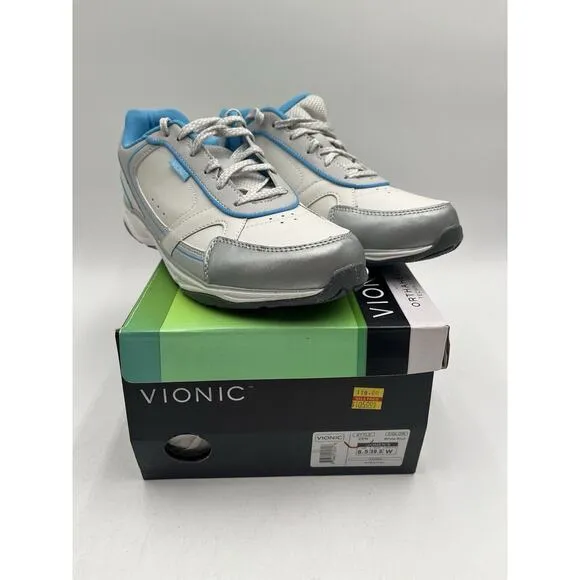 NEW Vionic ZEN Women's Athletic Sneaker White Blue US Size 7 WIDE NIB
