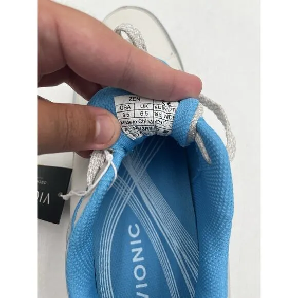 NEW Vionic ZEN Women's Athletic Sneaker White Blue US Size 7 WIDE NIB