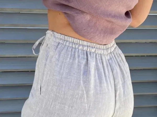 NEW Women's Drawstring Slim Fit Natural Linen Pant with Pockets Lightweight Breathable - Color: WHITE - Size M Fits S-M - Retails $72