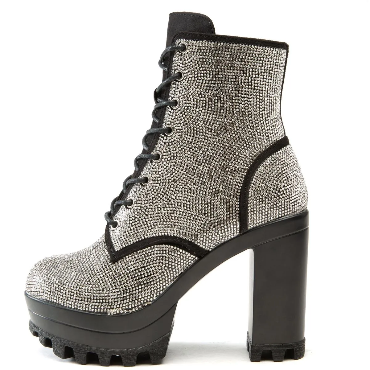 Newstory Platform Rhinestone Bootie