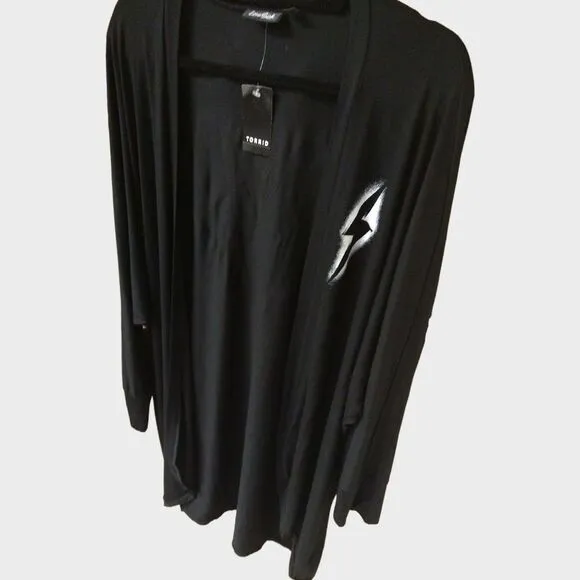NEW TORRID PLUS SIZE Black Super Soft Cocoon Lightening Bolt,Heart Kimono.