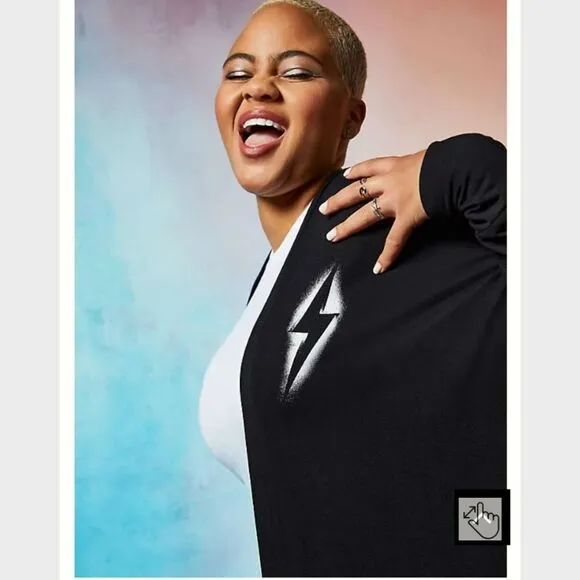 NEW TORRID PLUS SIZE Black Super Soft Cocoon Lightening Bolt,Heart Kimono.