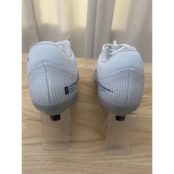 Nike Women's Hyperdiamond 4 Pro Molded Softball Cleats WHITE|BLACK|GRAY SZ 8