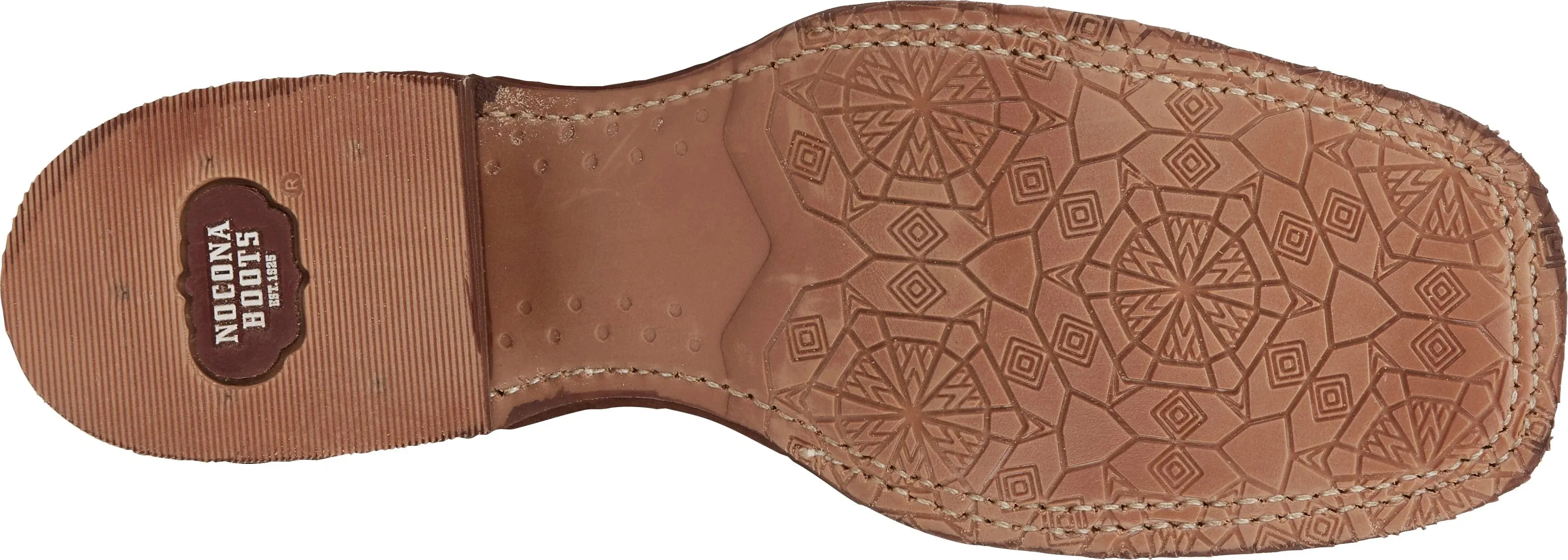 Nocona Women's Hero's Cowpoke Tan Square Toe Boots with Rainbow Stitching
