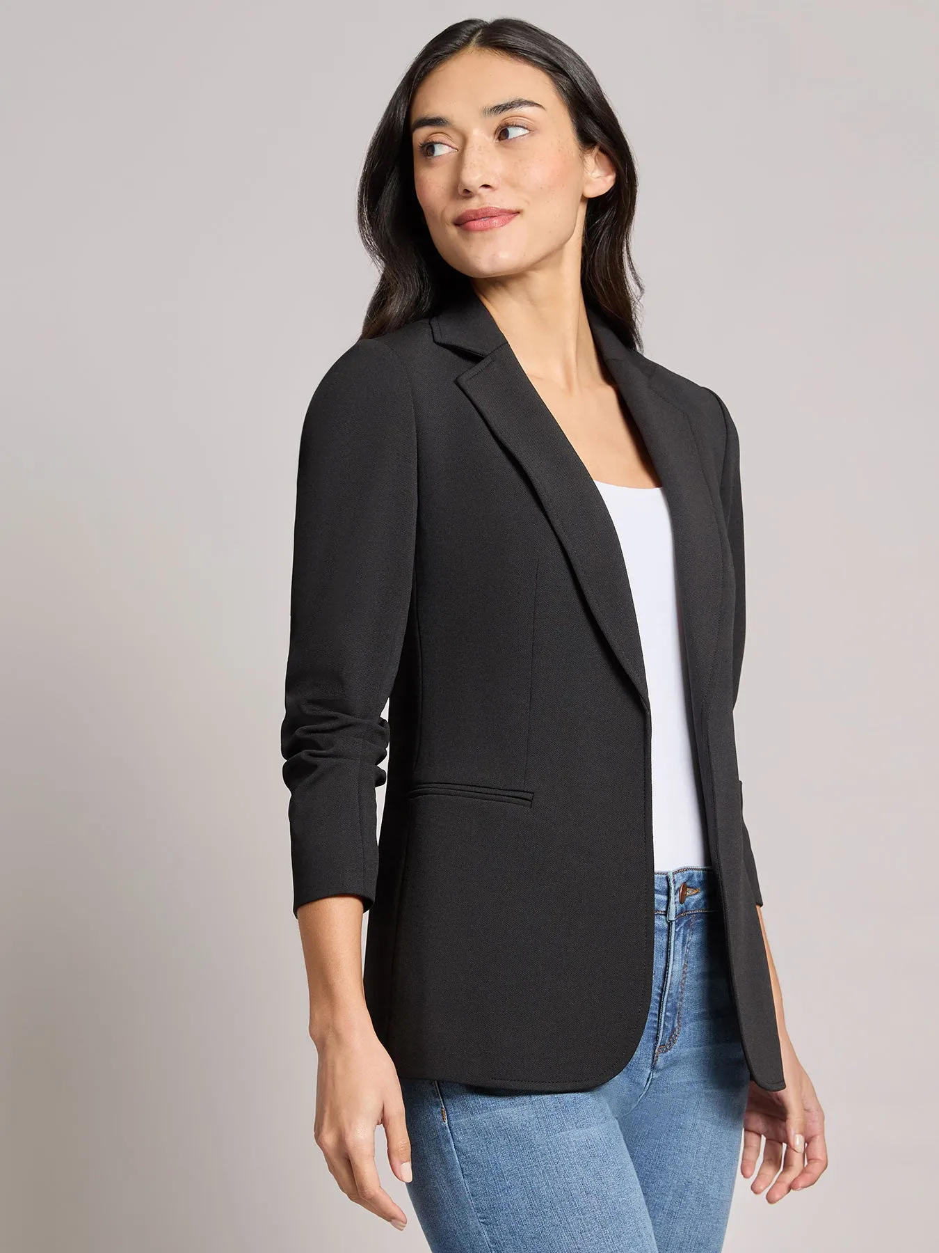 Notch Collar Scrunch Sleeve Jacket