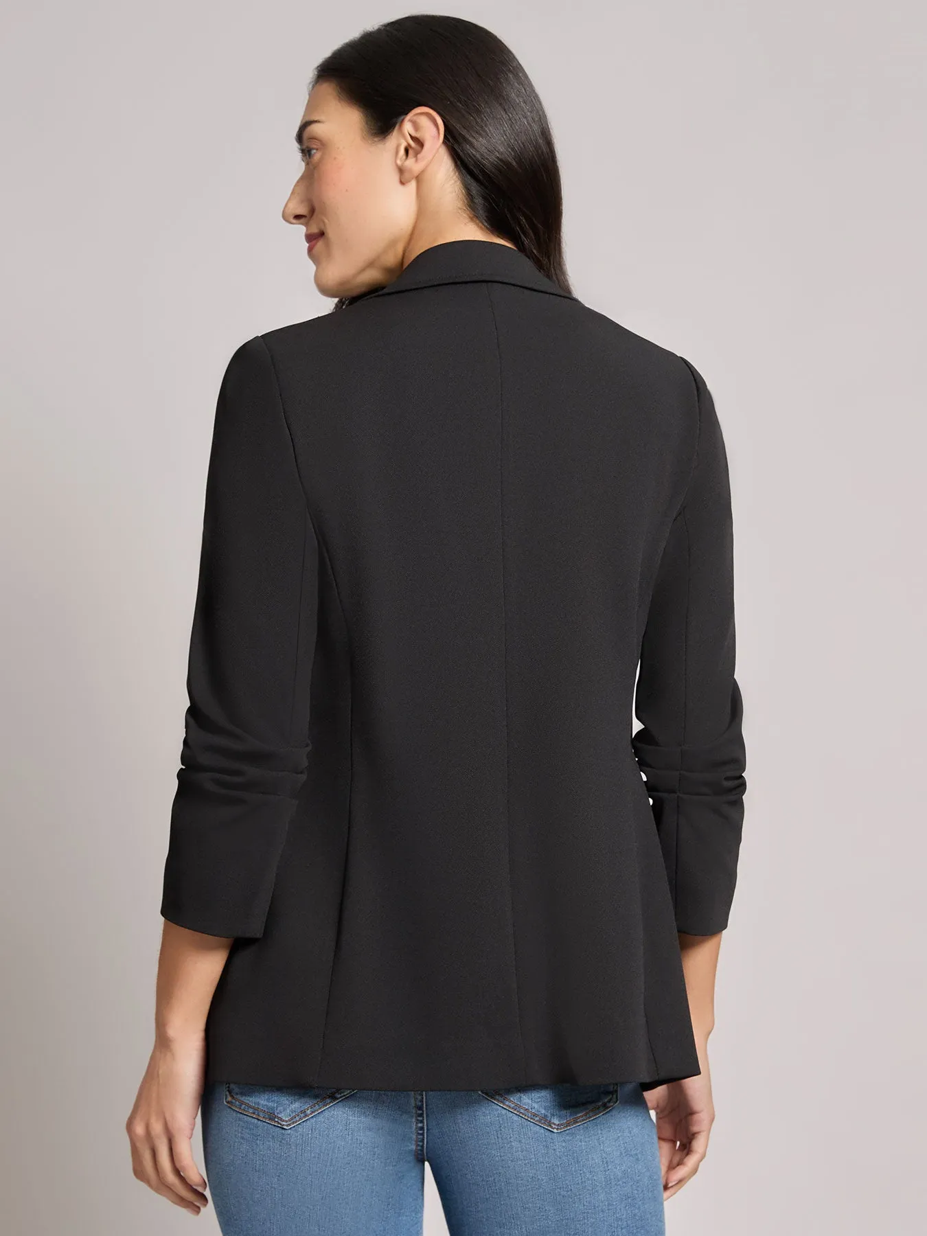 Notch Collar Scrunch Sleeve Jacket