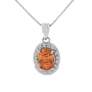 Novemver Birthstone Yellow Color CZ Oval Pendant in Sterling Silver