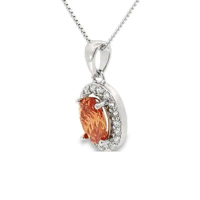 Novemver Birthstone Yellow Color CZ Oval Pendant in Sterling Silver