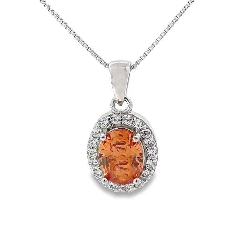 Novemver Birthstone Yellow Color CZ Oval Pendant in Sterling Silver