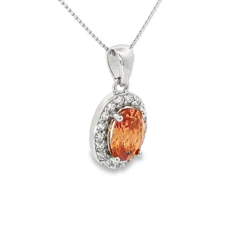 Novemver Birthstone Yellow Color CZ Oval Pendant in Sterling Silver