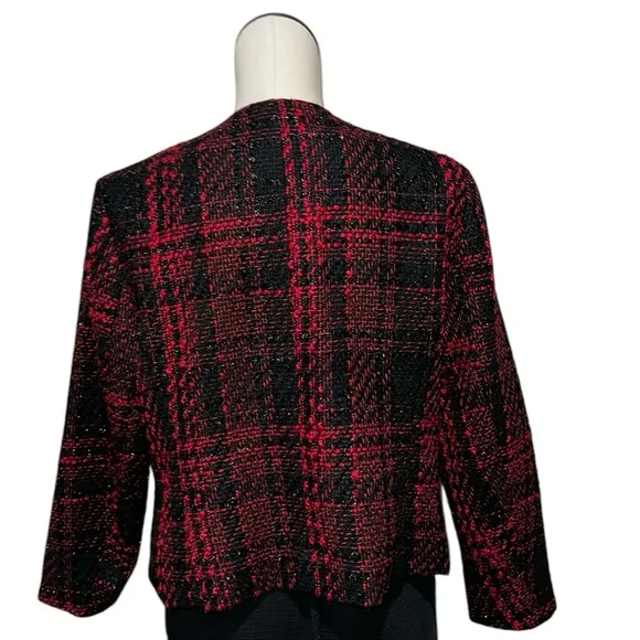 NWT Anne Klein Women's Metallic-Tweed Open-Front Jacket