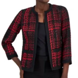NWT Anne Klein Women's Metallic-Tweed Open-Front Jacket