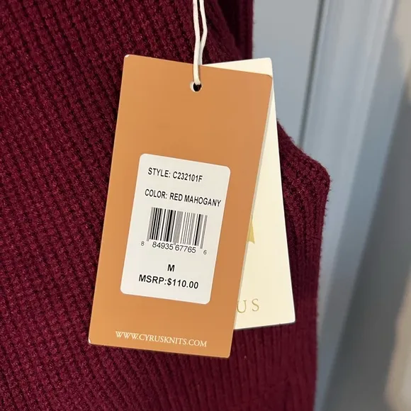 NWT Cyrus Women's Burgundy Open Front Cardigan