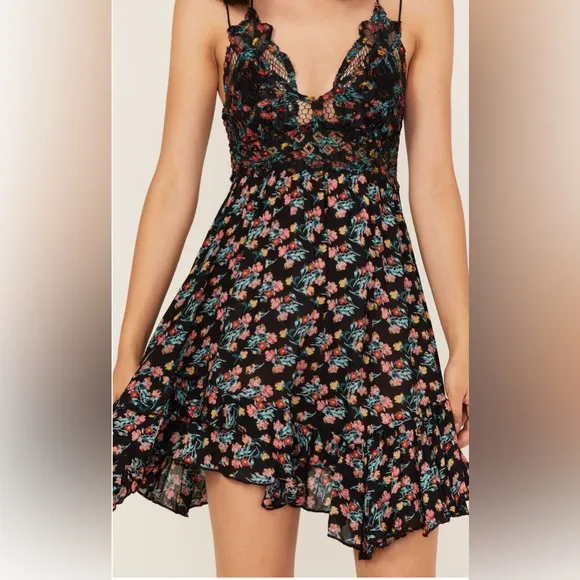 NWT FREE PEOPLE WOMEN'S ADELLA FLORAL PRINT SLEEVELESS SLIP DRESS - LARGE