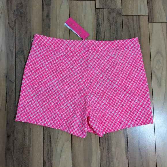 NWT! Lilly Pulitzer Arabeth Stretch Shorts Love Potion Pink Check Me Out Size 14