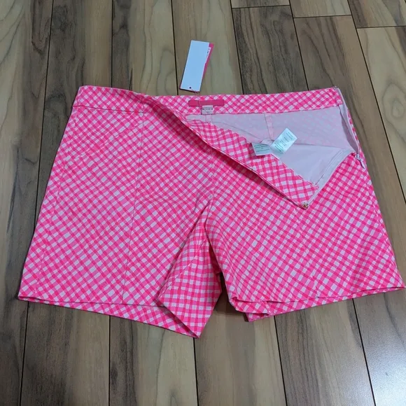NWT! Lilly Pulitzer Arabeth Stretch Shorts Love Potion Pink Check Me Out Size 14