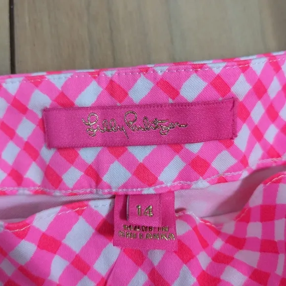 NWT! Lilly Pulitzer Arabeth Stretch Shorts Love Potion Pink Check Me Out Size 14