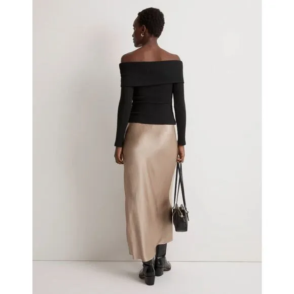NWT Madewell Satin Maxi Slip Skirt Matchstick Women's Size 4 Style NN575