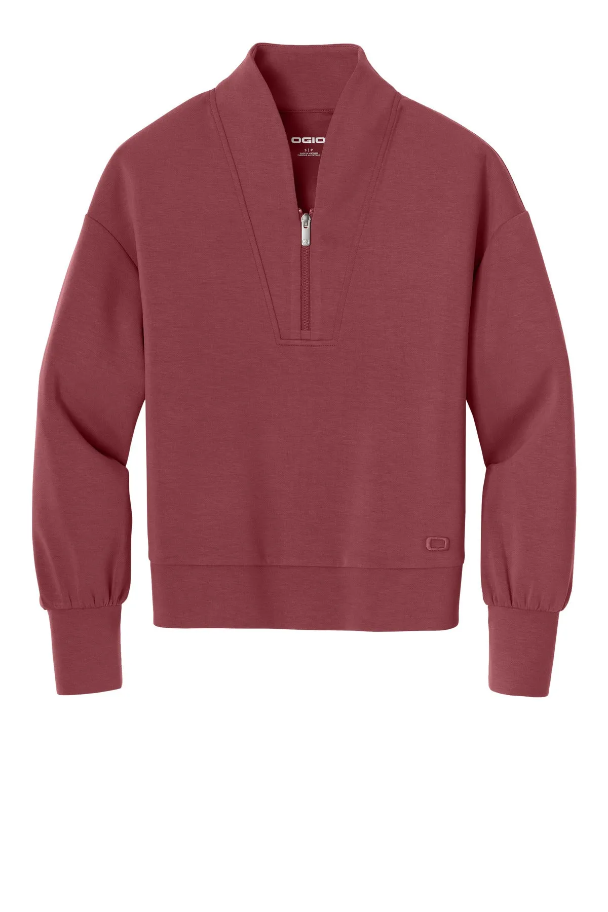 OGIO Women's Transcend 1/4-Zip LOG861 Soft Ruby