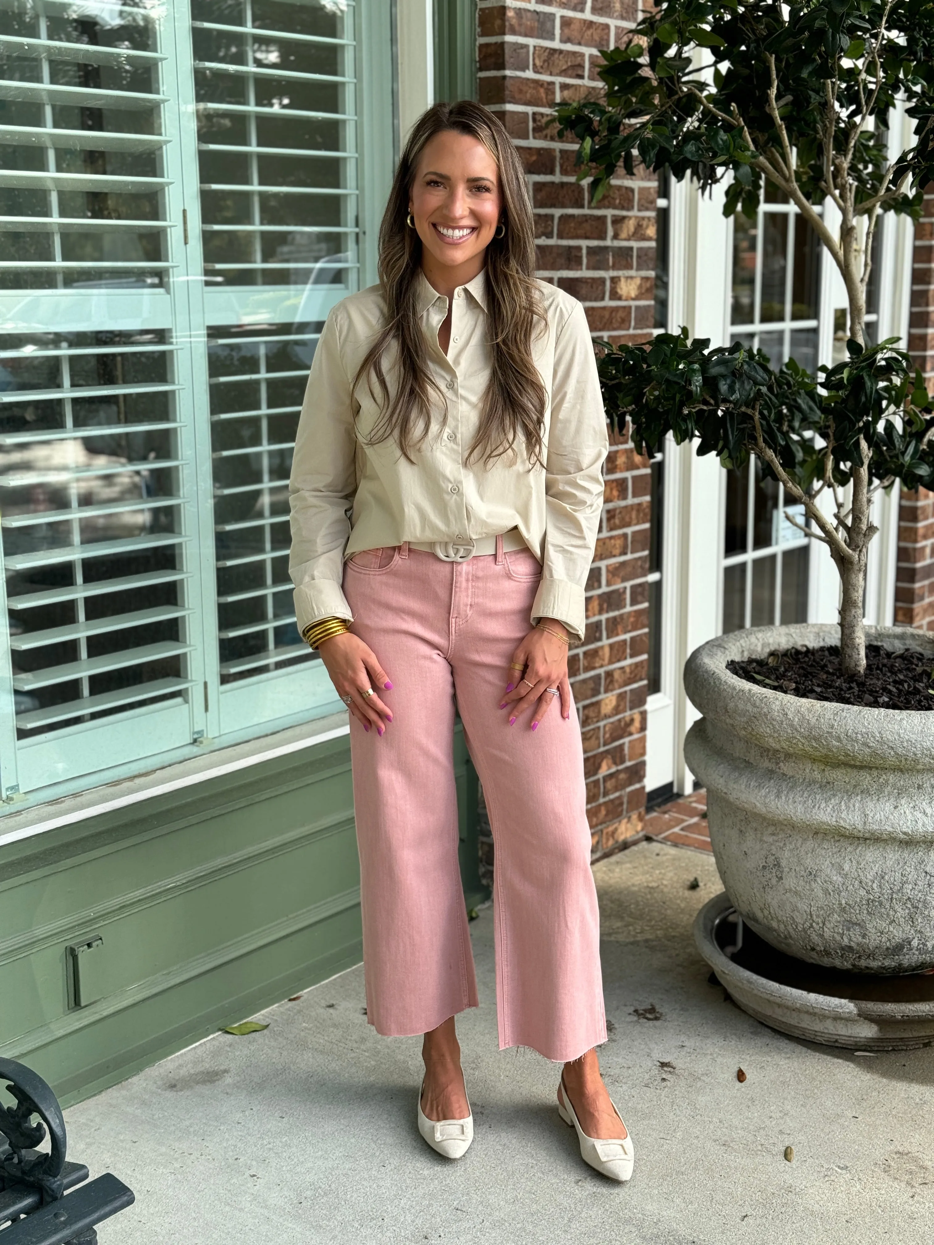 Olivia Cropped Denim - Baby Pink