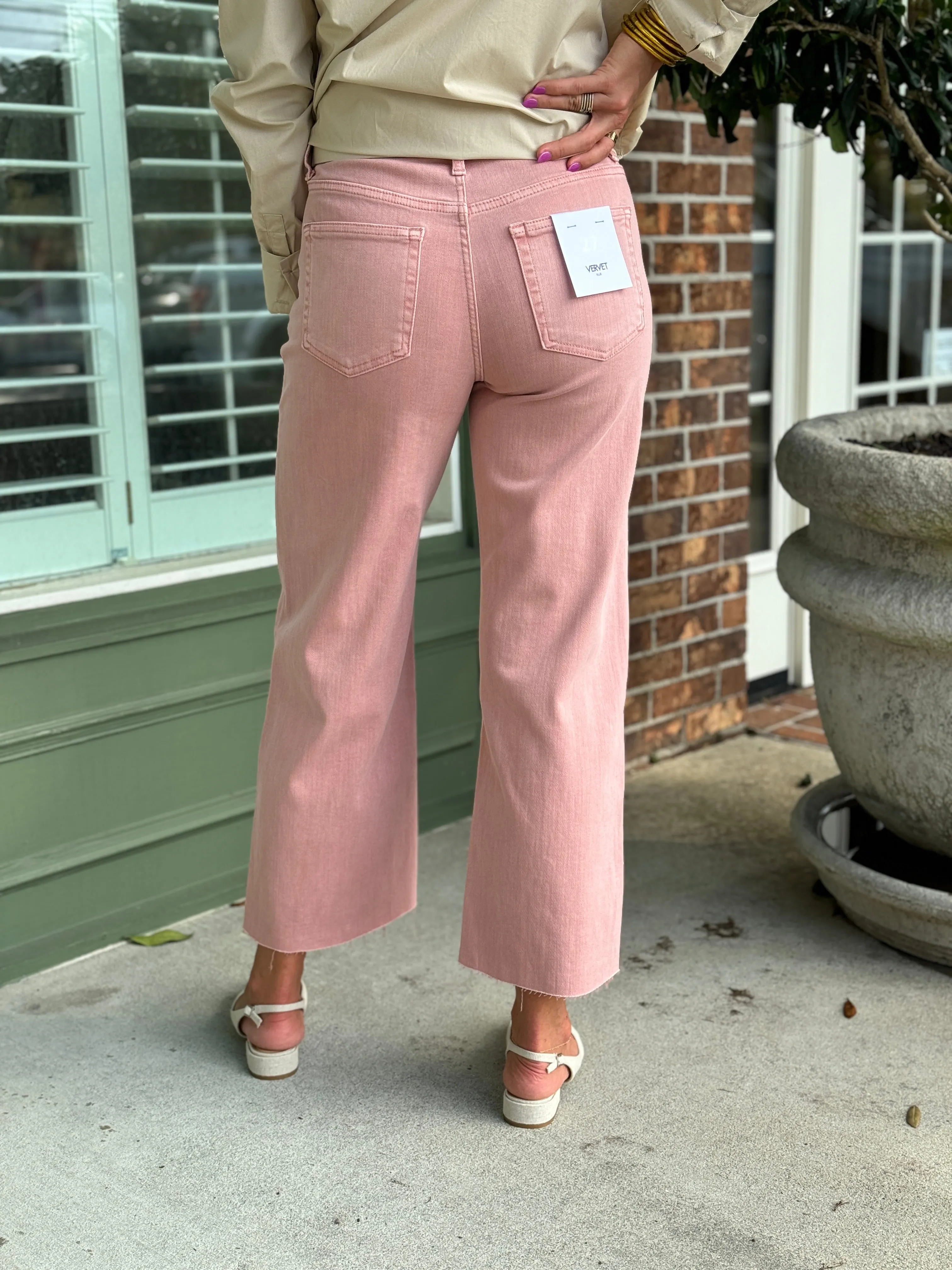 Olivia Cropped Denim - Baby Pink