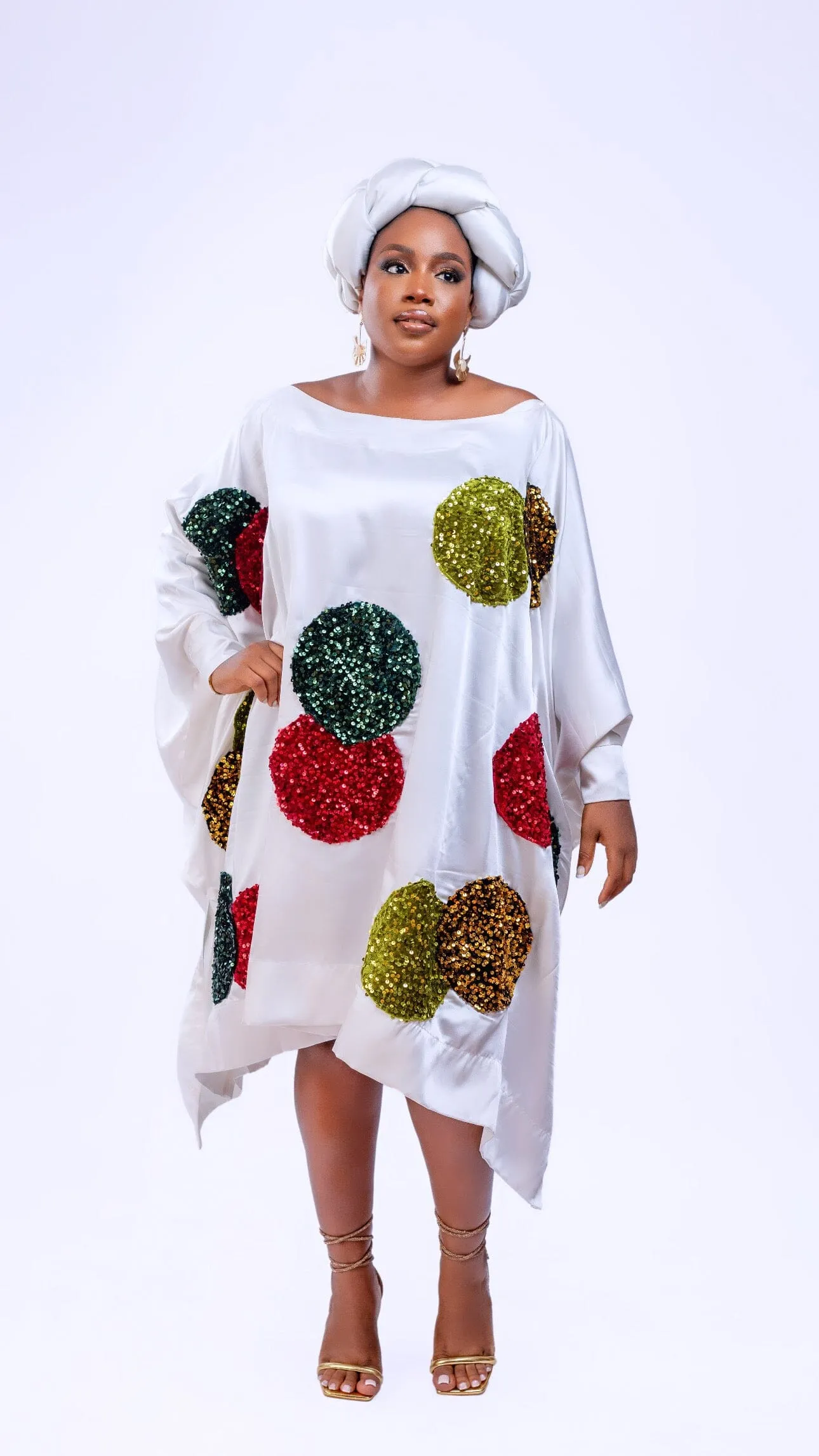 Omoge Twist Silk Cap (White) -Women's African Cap