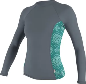 Oneill Women's Side Print L/S Rashguard UV 50  - TRADEWND/LILIANTILE