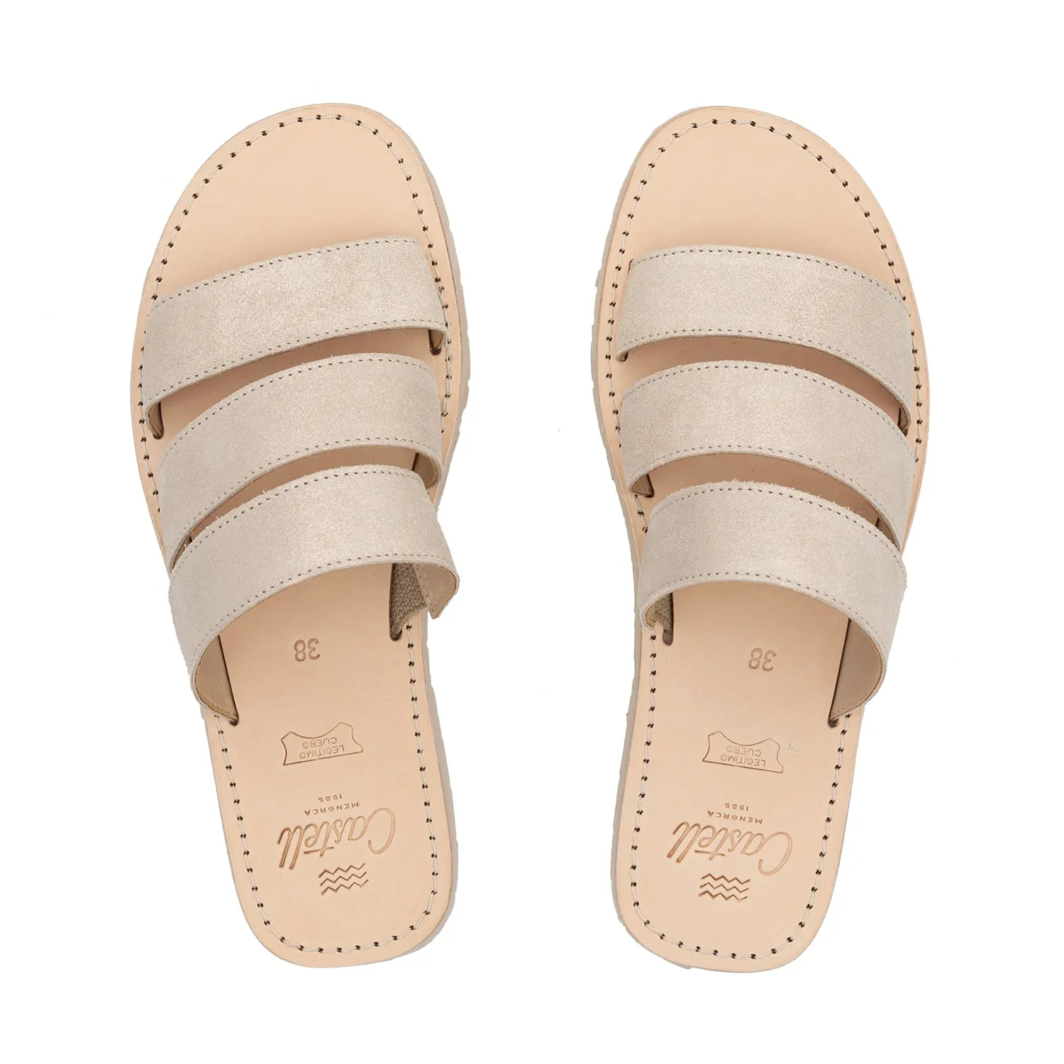 Open toe Menorcan Three-Strap Sandals For Women - A Rueda 273