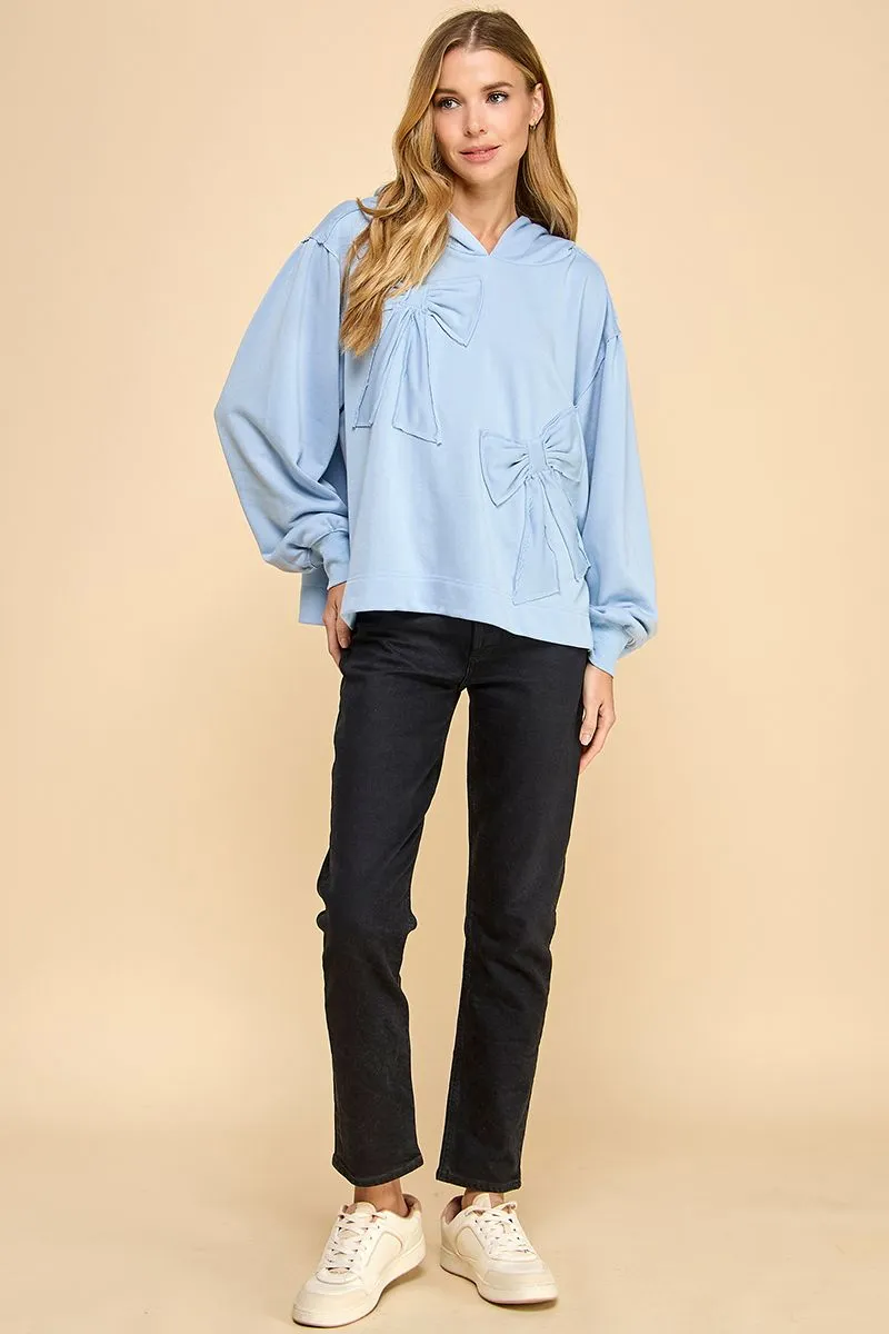 Oversized Hoodie with Accented Bows